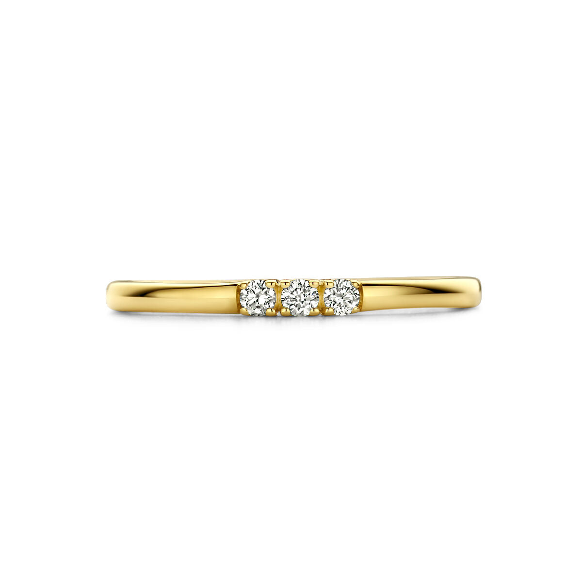 anillo de memoria trilogía diamante 0.09ct h si oro amarillo 14K