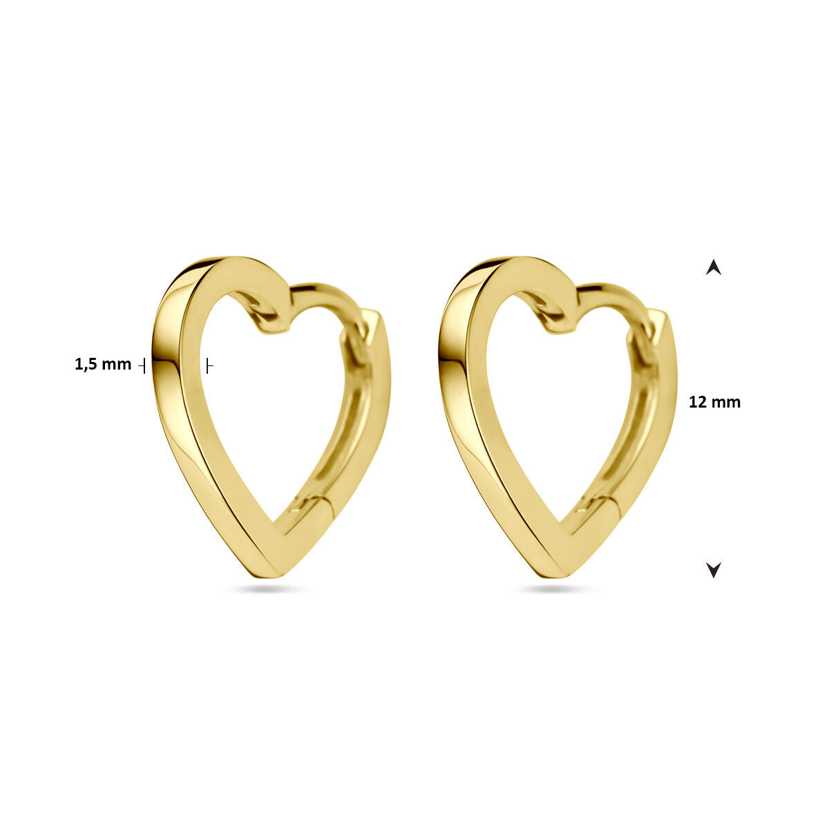 aros de corazón 14K oro amarillo