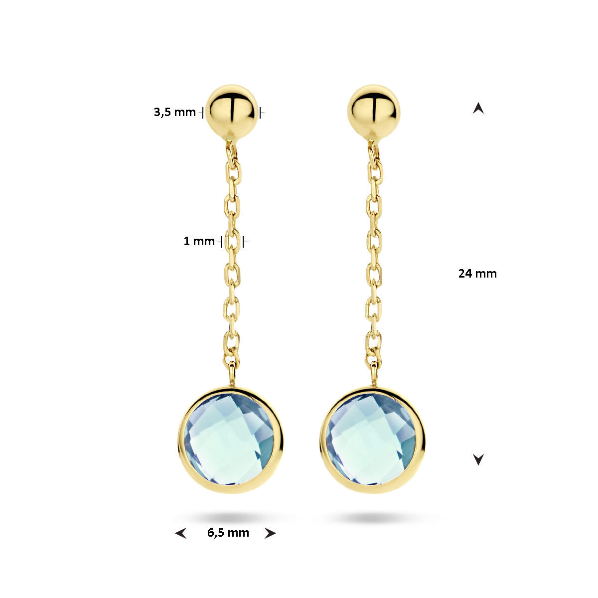 pendientes de topacio oro amarillo 14K