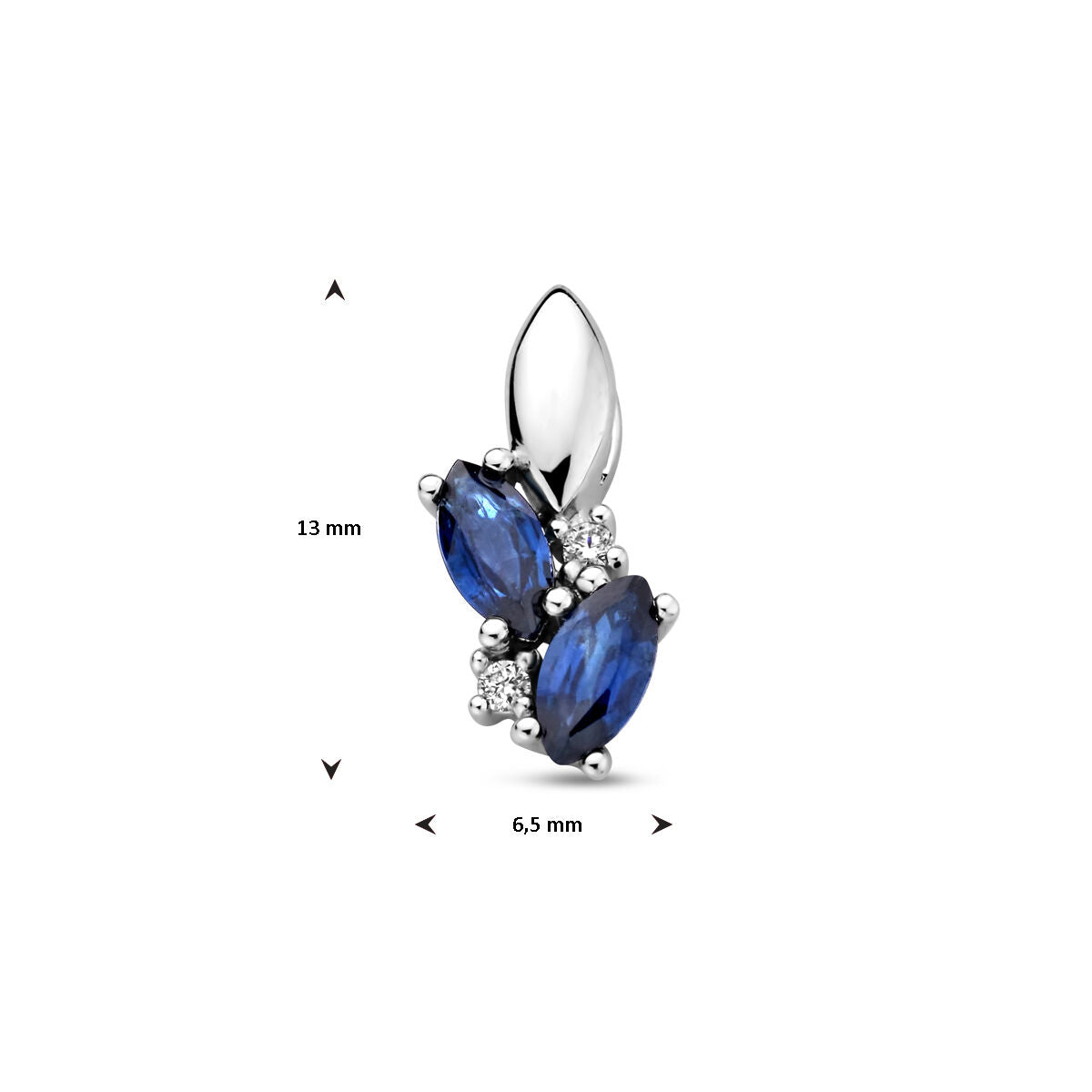 colgante zafiro y diamante 0.02ct h p1 oro blanco 14K