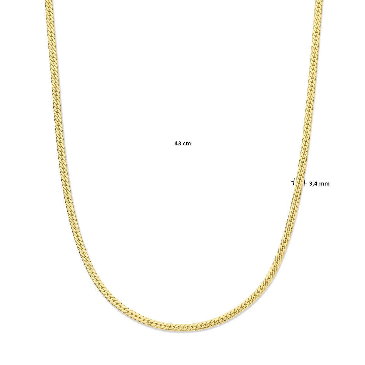 collar gourmette 3,4 mm 43 cm 14K oro amarillo