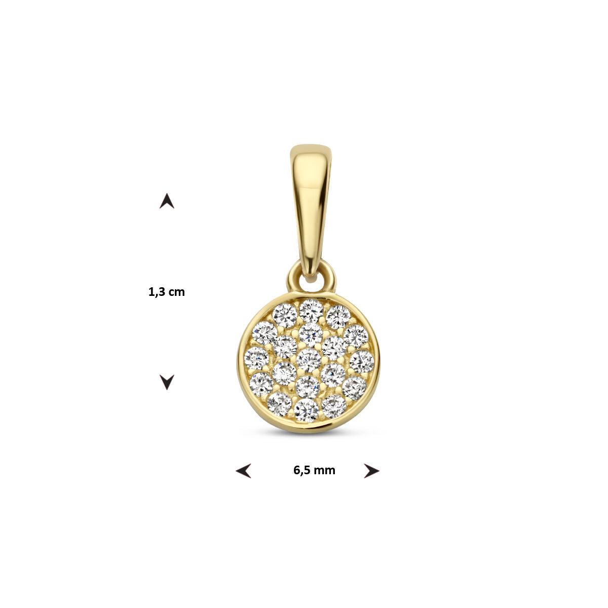 colgante círculo de zirconia 14K oro amarillo