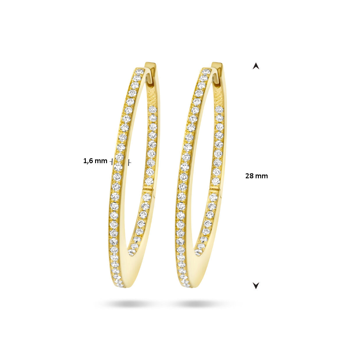 aros con diamantes 0.42ct (2x 0.21ct) h si 14K oro amarillo