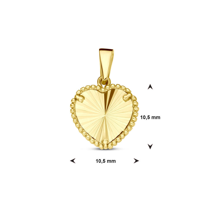 hanger hart gediamanteerd 14K geelgoud