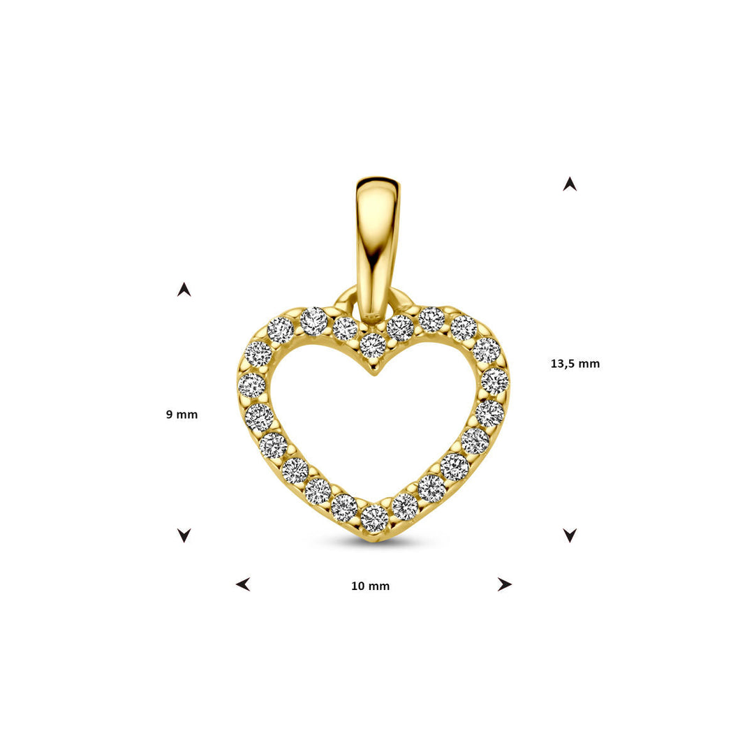 De Van der Kooij Collectie hanger hart en diamant h si 14K geelgoud is een schitterende hartvormige hanger met kleine diamanten langs de rand (13,5x10 mm) - het perfecte valentijn cadeau.