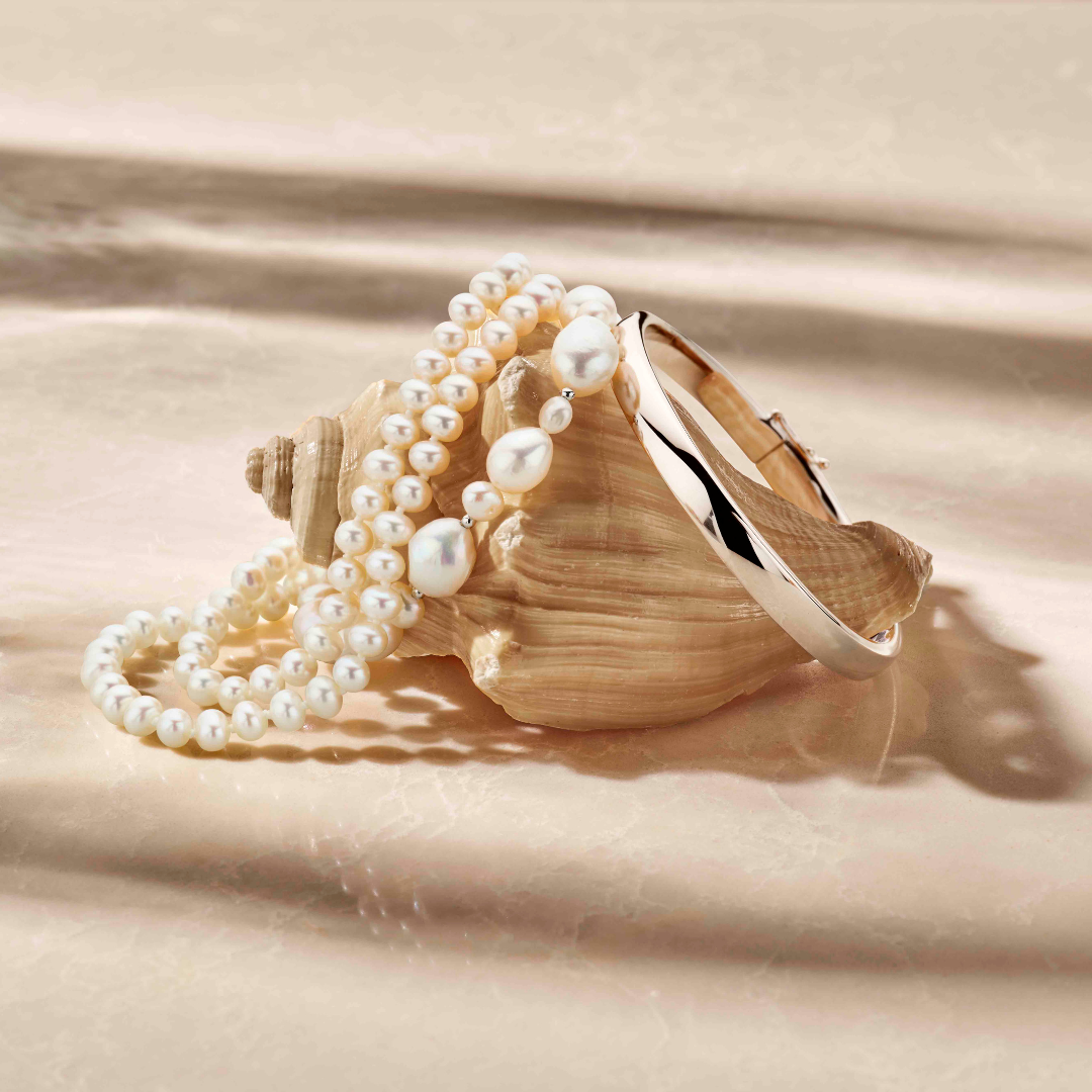 Zilveren armband dames parels gerhodineerd