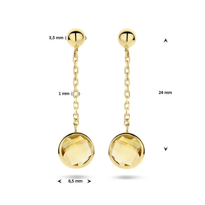 oorhangers citrien 14K geelgoud