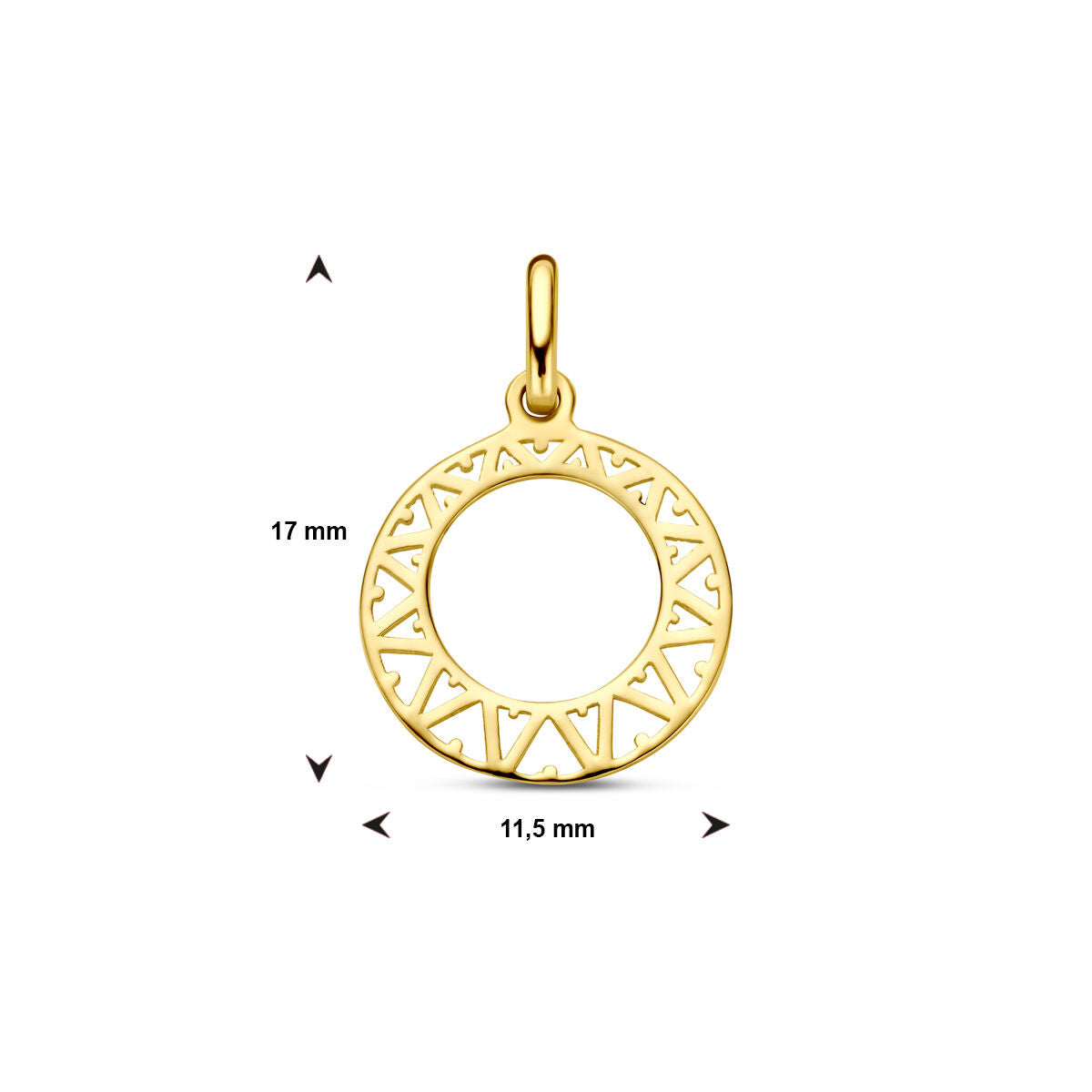 colgante círculo 14K oro amarillo