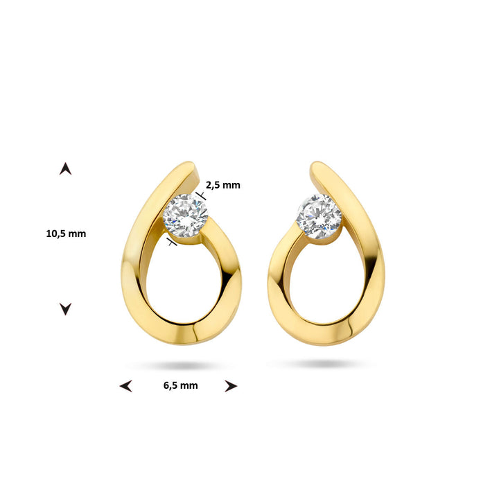oorknoppen druppel zirkonia 14K geelgoud
