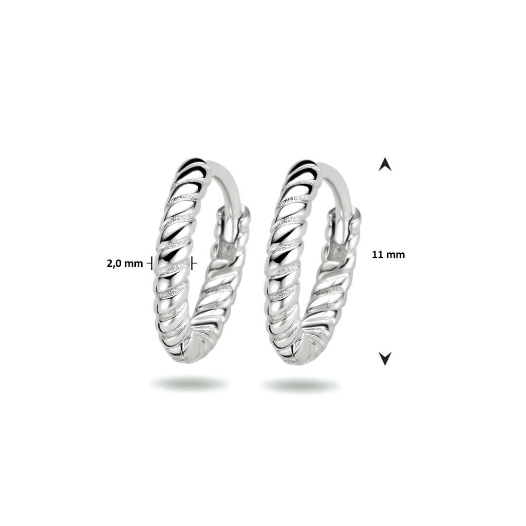 klapoorringen gedraaid zilver gerhodineerd