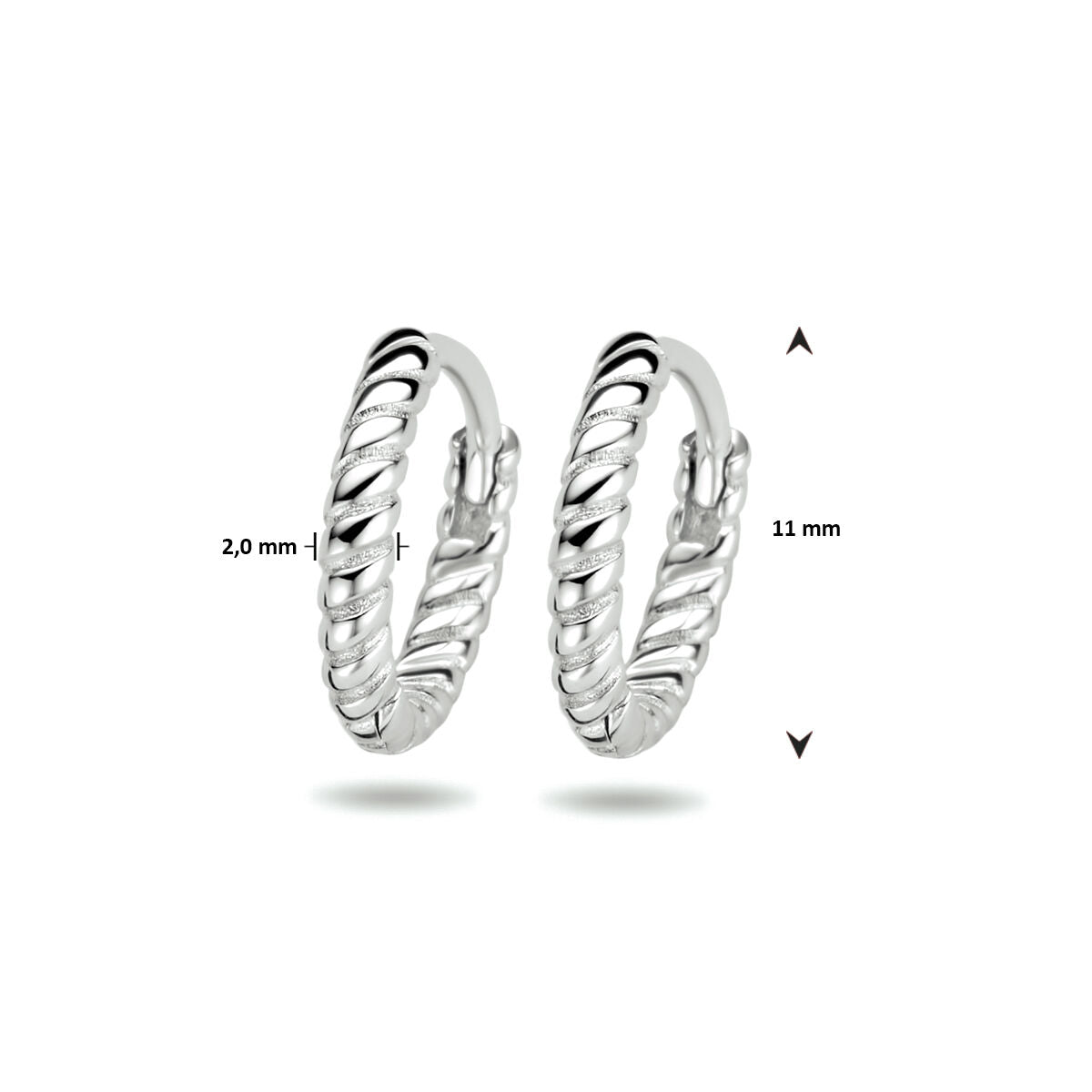 aros retorcidos de plata rodiada