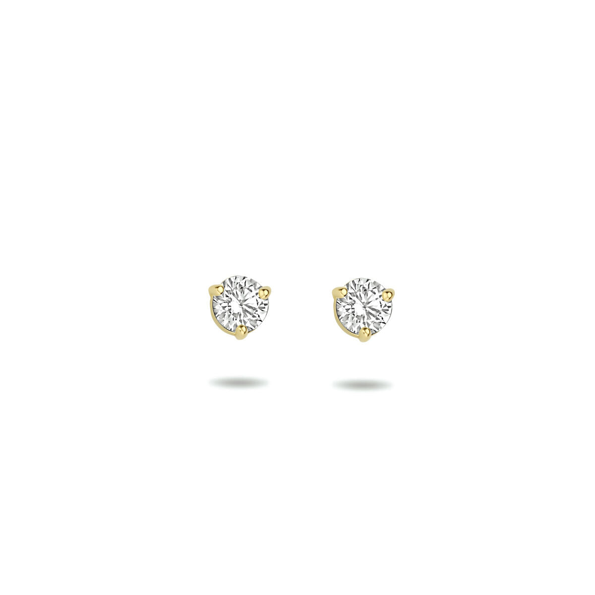 Pendientes de zircón en oro amarillo de 14 quilates con diseño clásico y brillante.