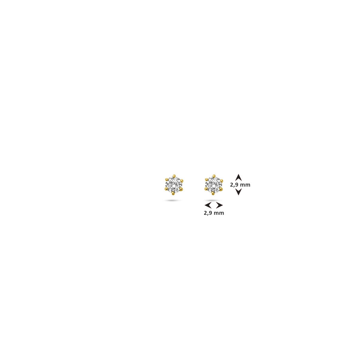 pendientes de botón diamante h si 14K oro amarillo