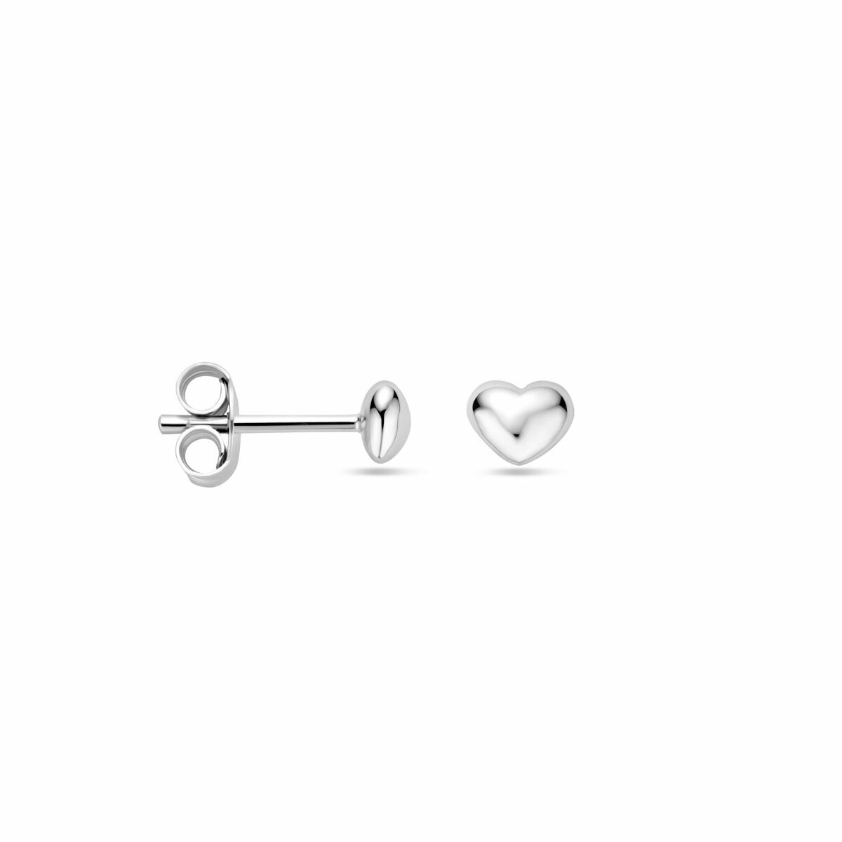 pendientes de botón corazón 3,5 mm plata rodiado