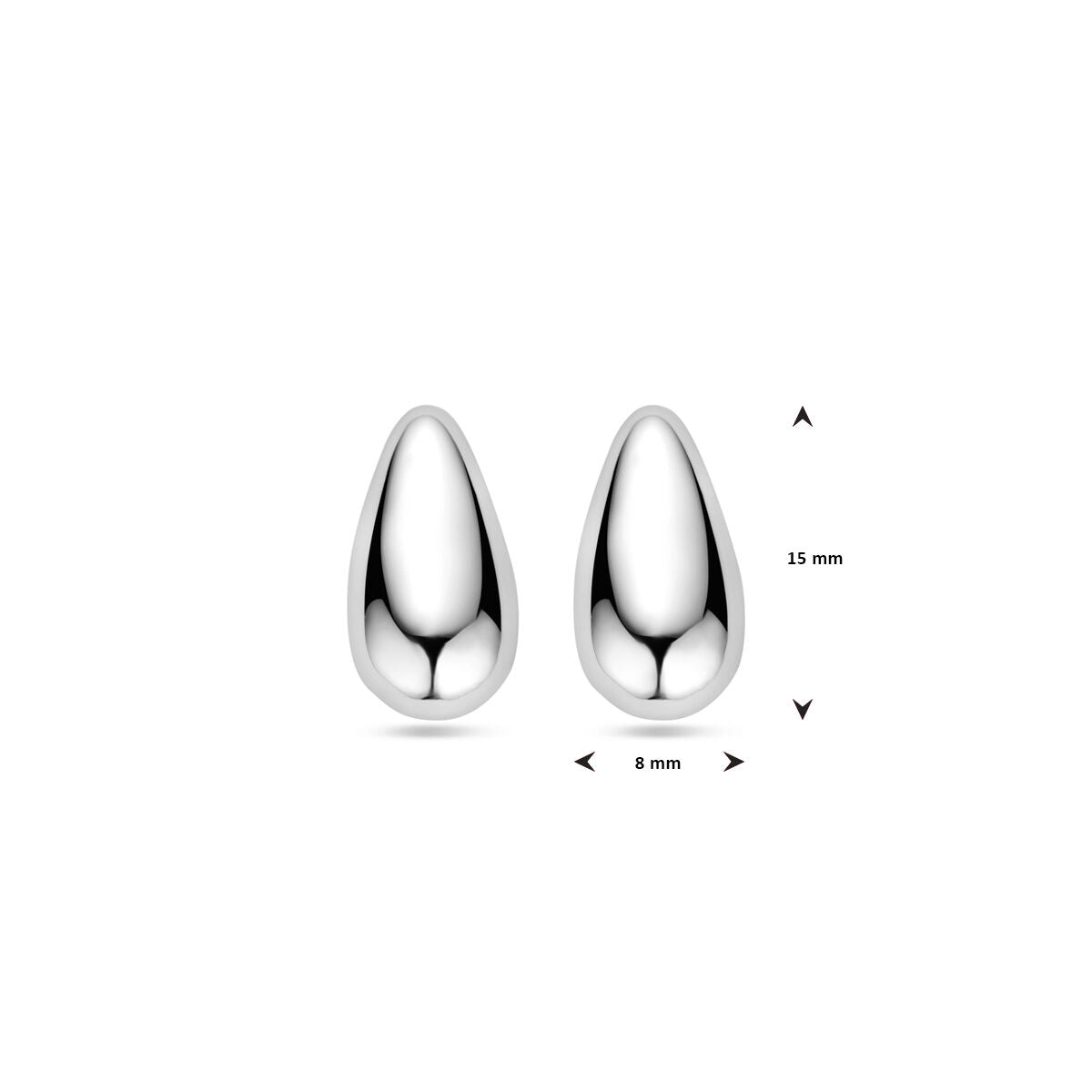 pendientes de botón gota 15 mm plata rodiada