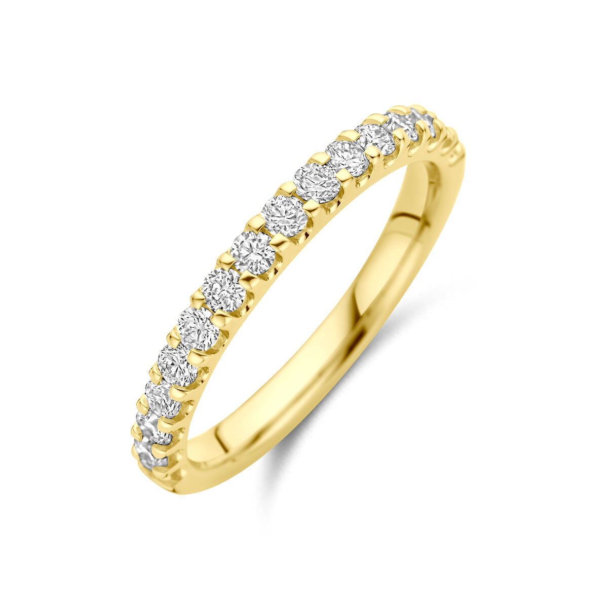 Anillo de oro amarillo de 14K con diamantes lab-grown de 0.51 ct en un diseño delicado.