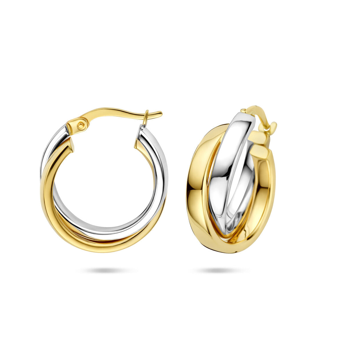 Aros bicolor – oro amarillo y oro blanco 14k