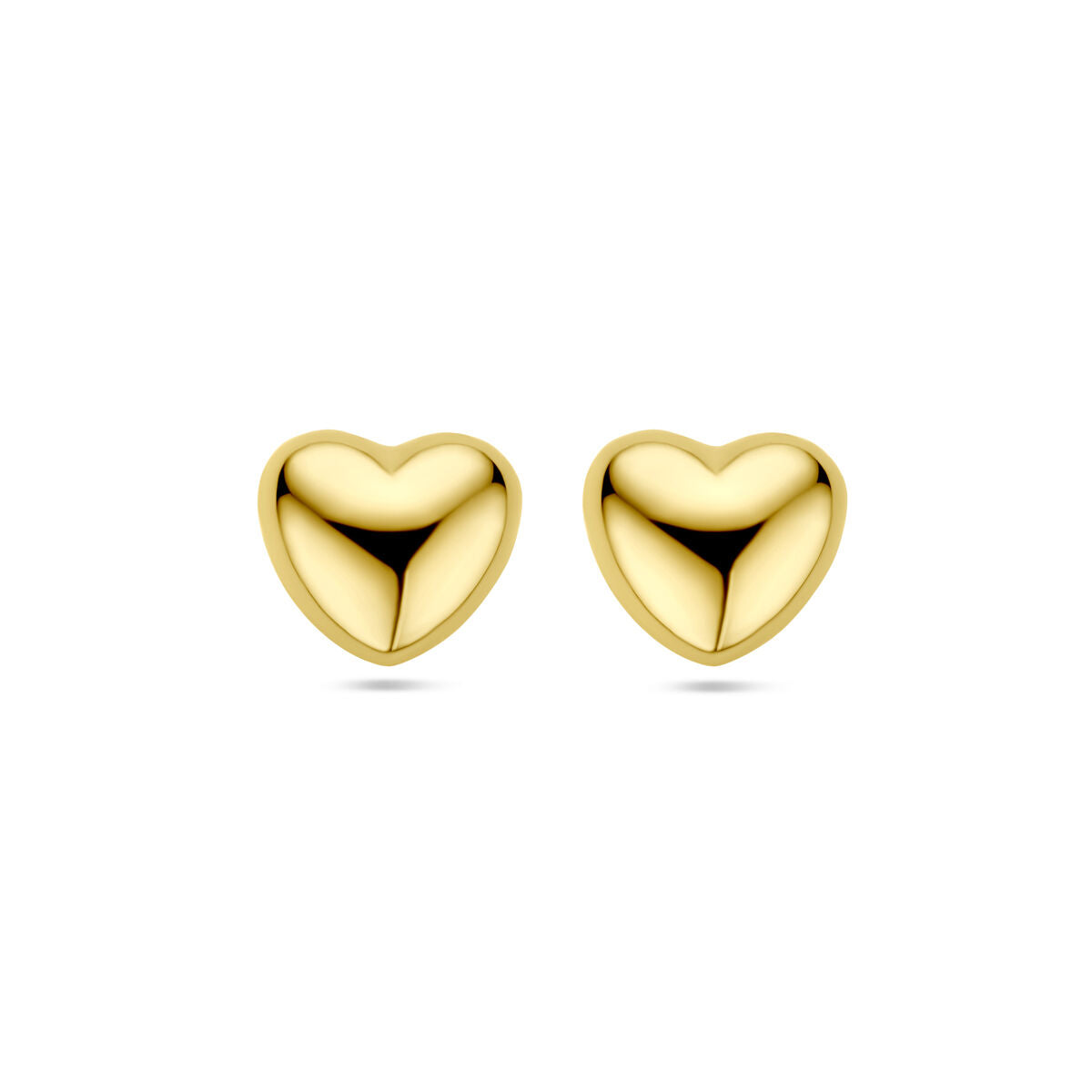 pendientes de botón corazón 1 micrón plata chapado en oro amarillo