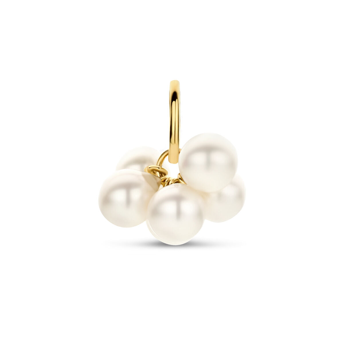 Colgante de perlas en oro amarillo de 14 quilates, con cinco perlas brillantes.