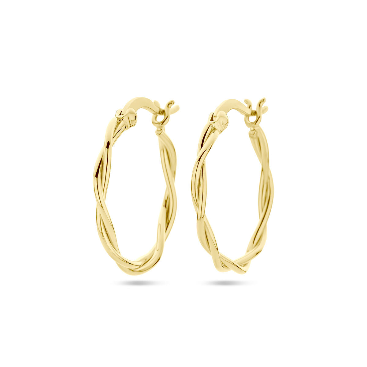 Pendientes de aro dorados con diseño de tubo retorcido de 2,0 mm.
