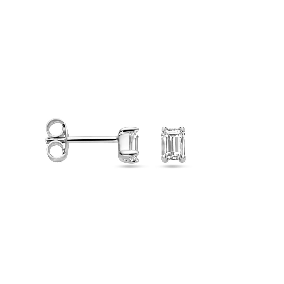 pendientes de botón zirconia plata rodiado