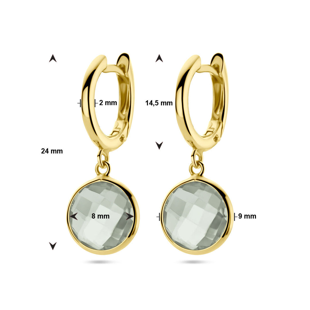 klapoorringen groen amethist 14K geelgoud