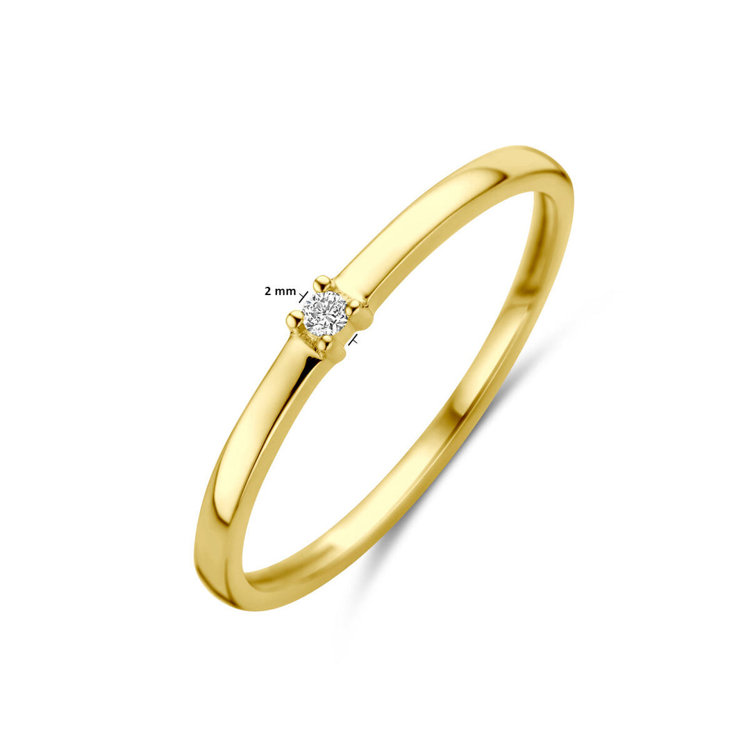 ring diamant 0.02ct h p1 14K geelgoud