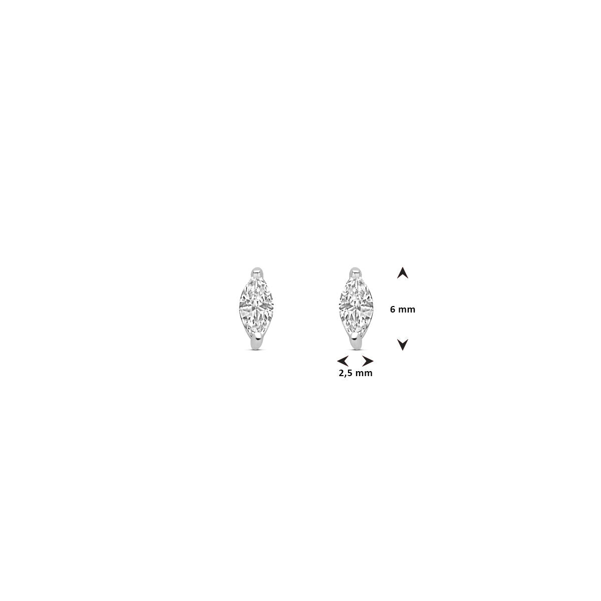 pendientes de botón circonita 6 mm plata rodiada