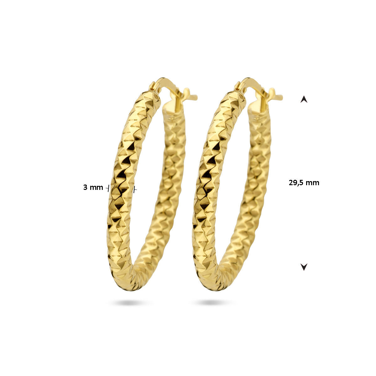 aros 3,0 mm redonde tubo diamantado 1 micrón plata chapado en oro amarillo