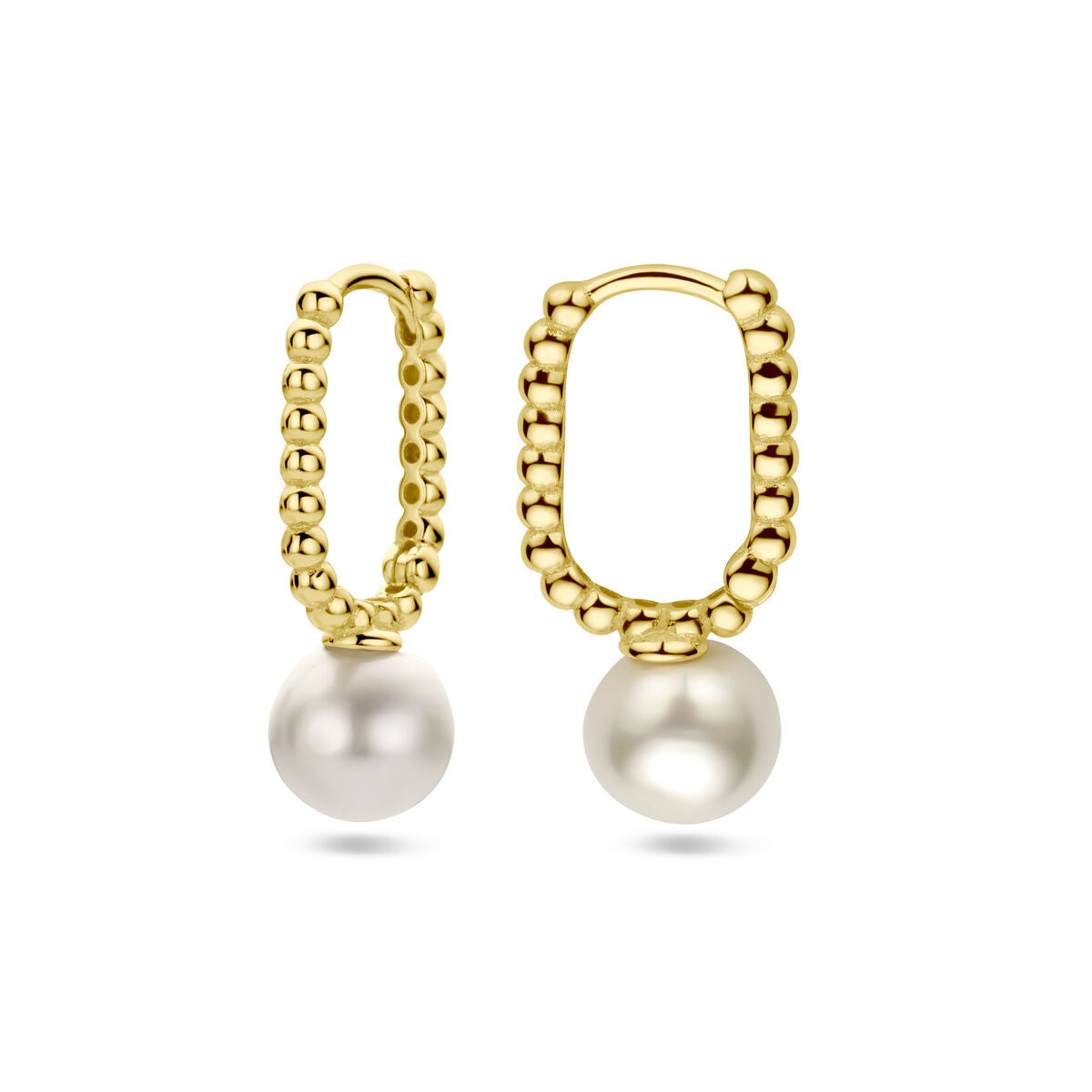 aros con perla sintética 1 micrón plata chapado en oro amarillo