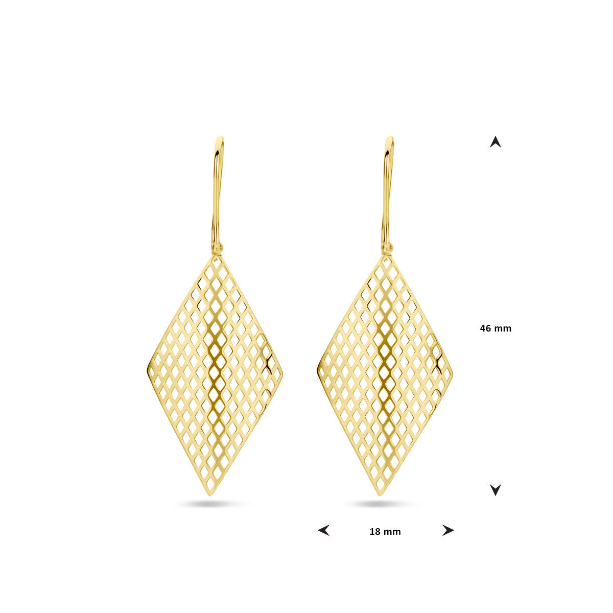 Colección Van der Kooij - pendientes de rombo gancho francés 14K oro amarillo