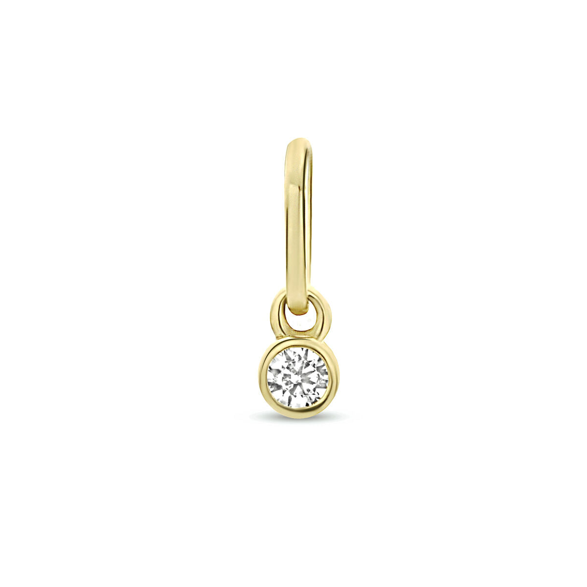 Ronde hanger van 14K geelgoud met een heldere zirkonia.