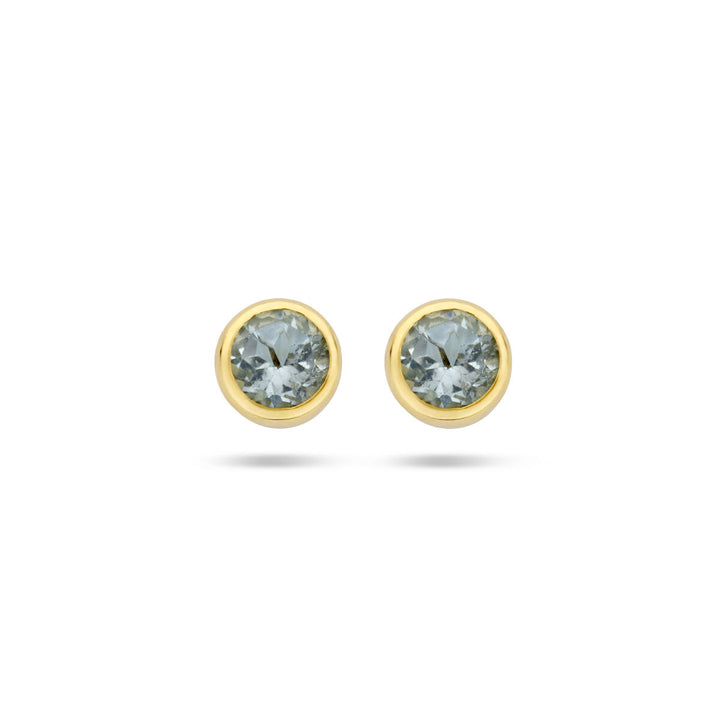 oorknoppen blauw topaas 14K geelgoud