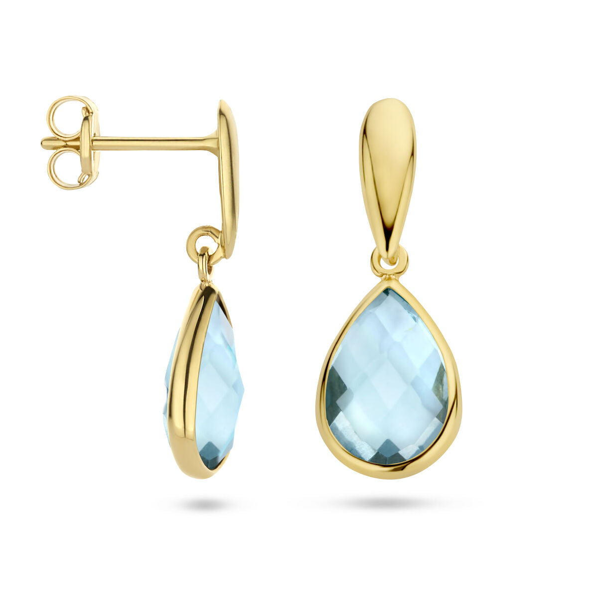 pendientes azul topacio oro amarillo 14K