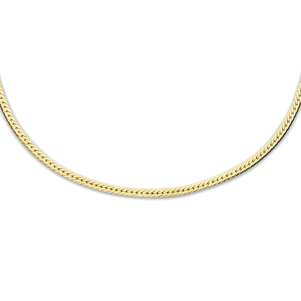 Collar de serpiente plano de 1,7 mm, 40 + 5 cm, bañado en plata de 3 micrones, color amarillo.