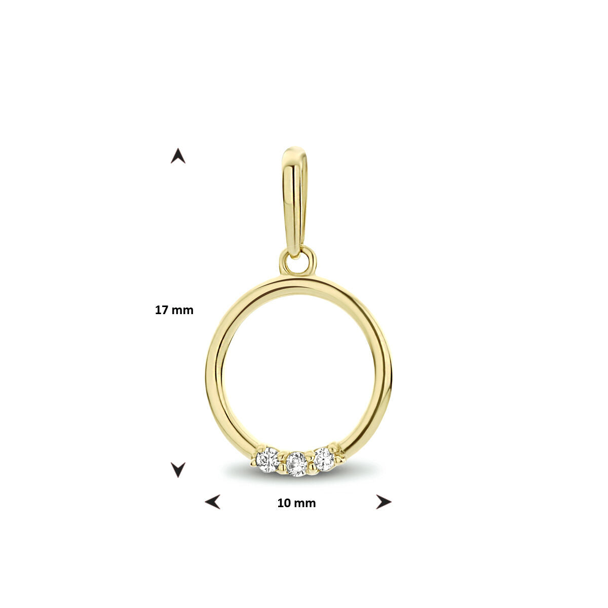 colgante redondo de circonita en oro amarillo de 14K