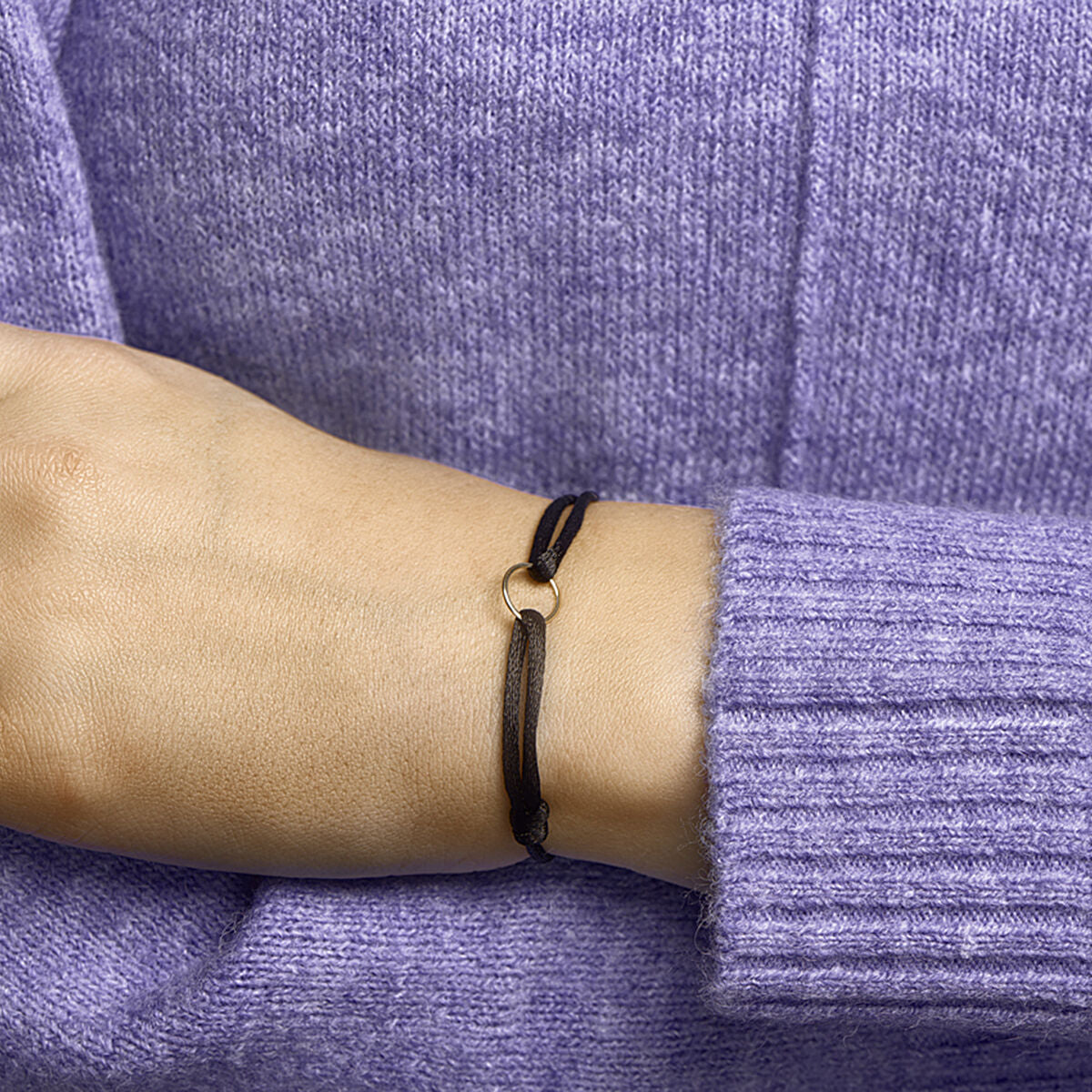 pulsera de satén círculo 14K oro con goma/nylon/cuero