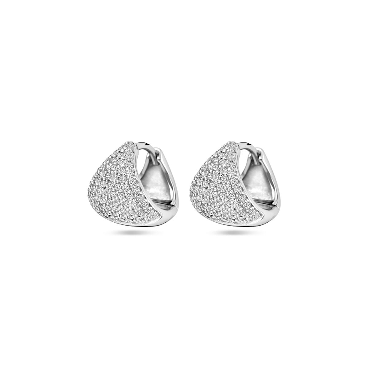 Pendientes de aro de plata rodiada con zircón, de 11 mm, con un diseño brillante.
