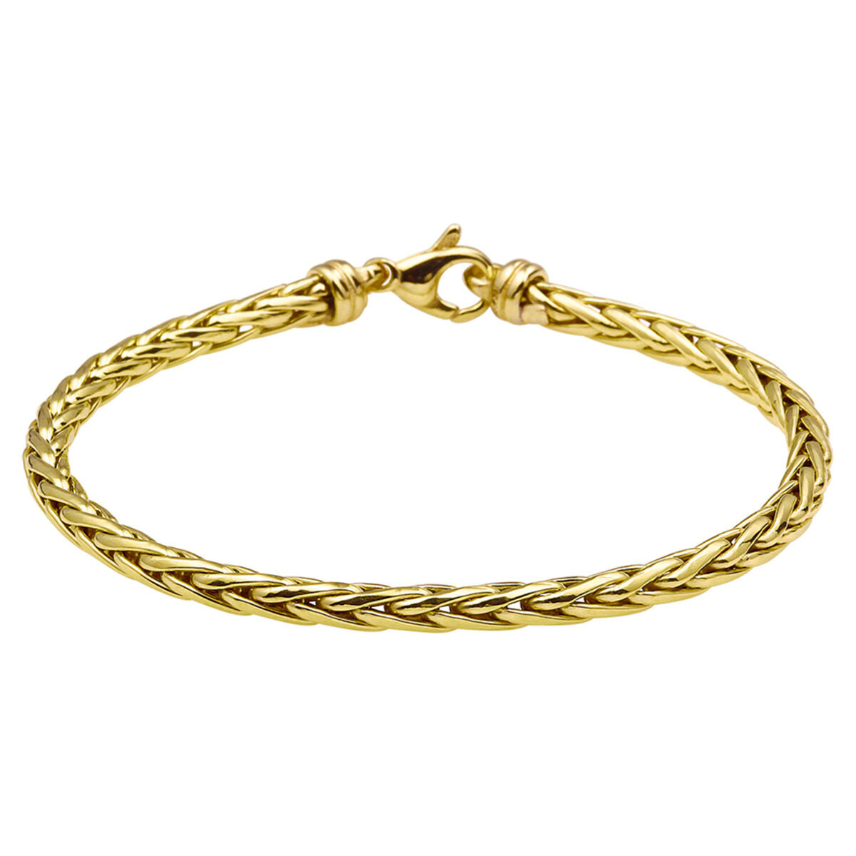 Pulsera de vossestaart de 4,0 mm en oro amarillo con núcleo de plata, de 19 cm de longitud.