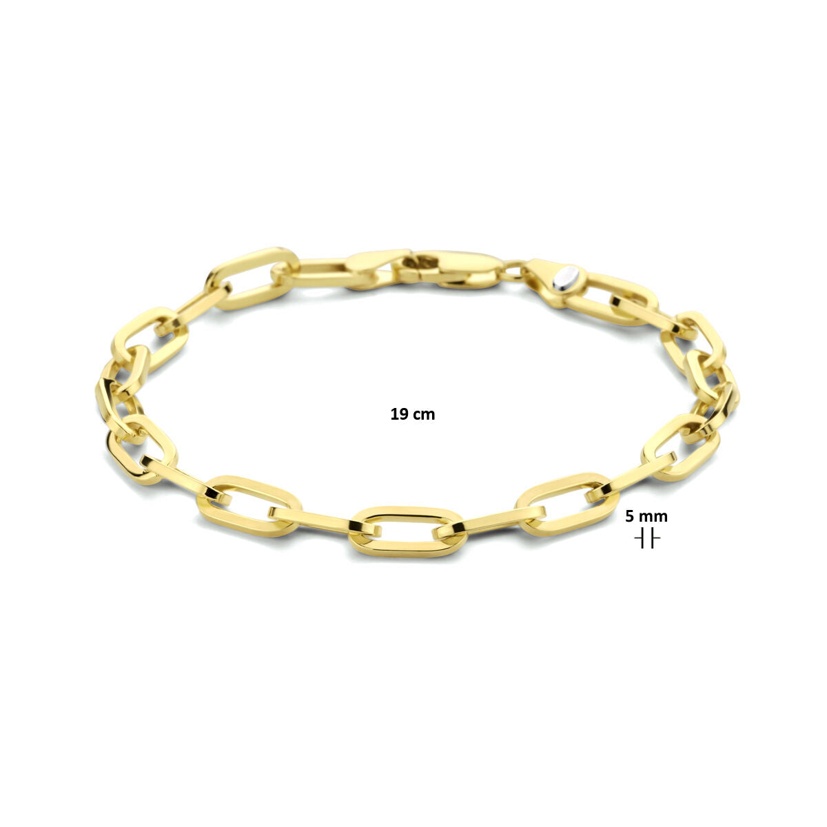 pulsera paperclip plana maciza 5,0 mm 19 cm Zilgold (oro amarillo con núcleo de plata)