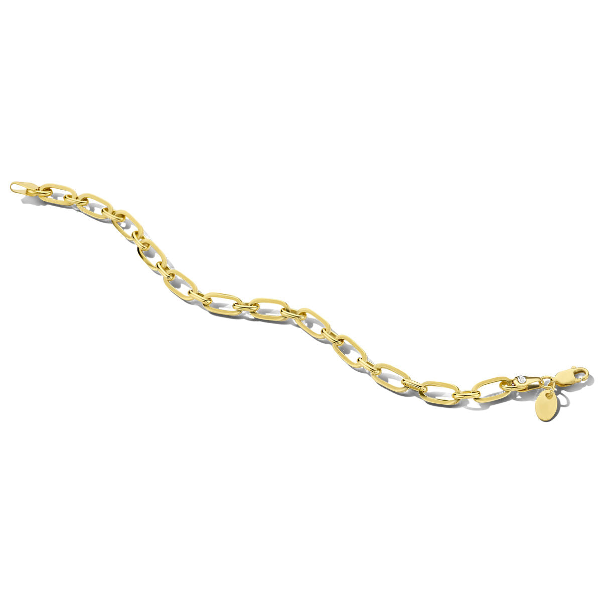 Pulsera de ancla de 5,5 mm en oro amarillo con núcleo de plata, de 19 cm de longitud.