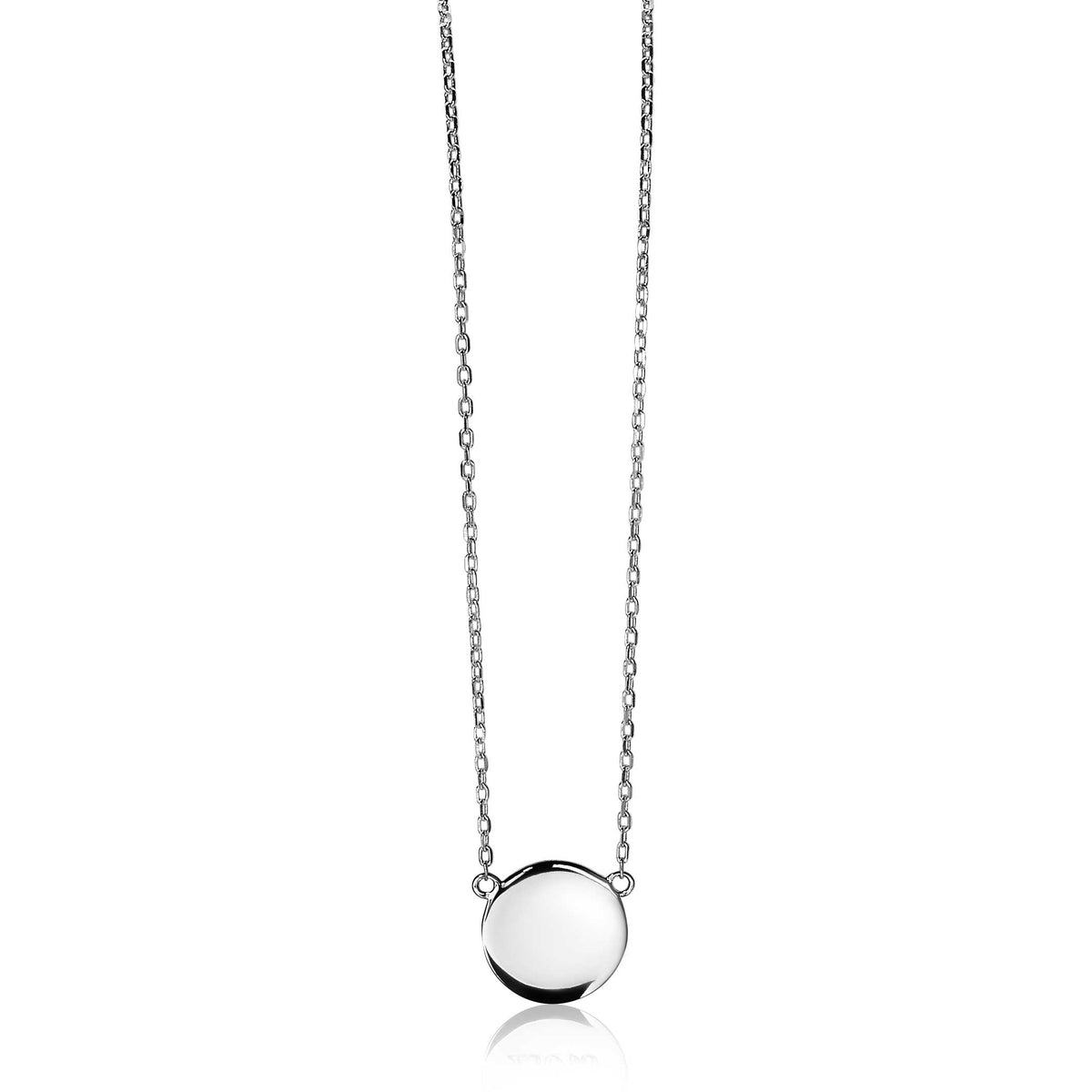 Collar de plata con colgante circular y acabado pulido.