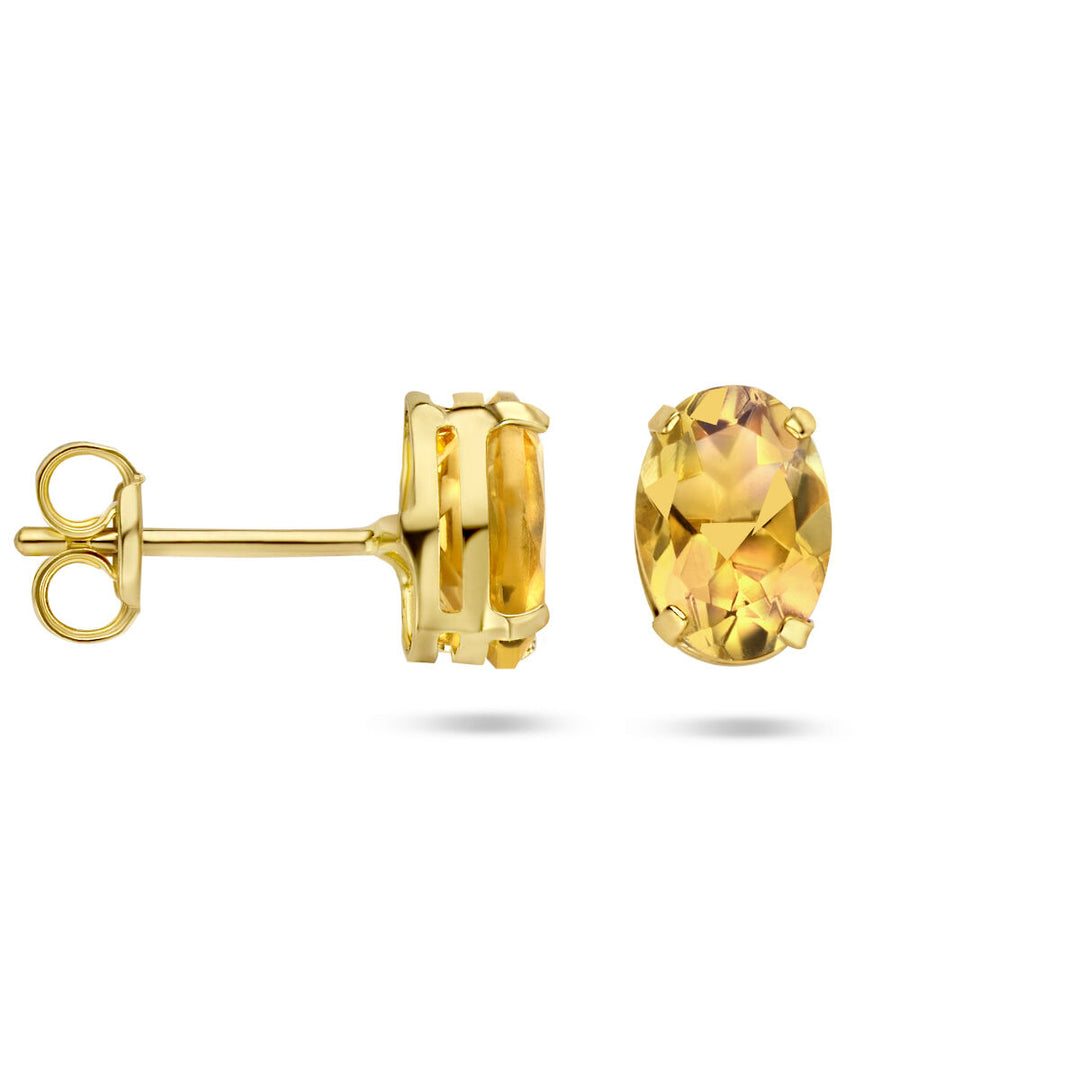 oorknoppen citrien 14K geelgoud