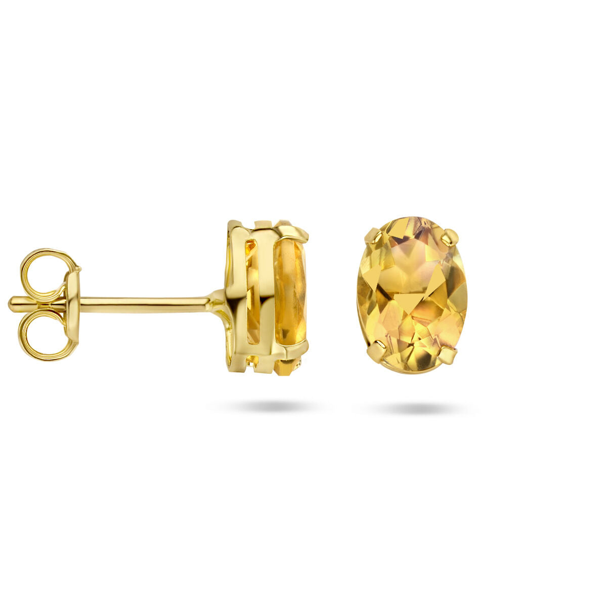 pendientes de botón citrino 14K oro amarillo