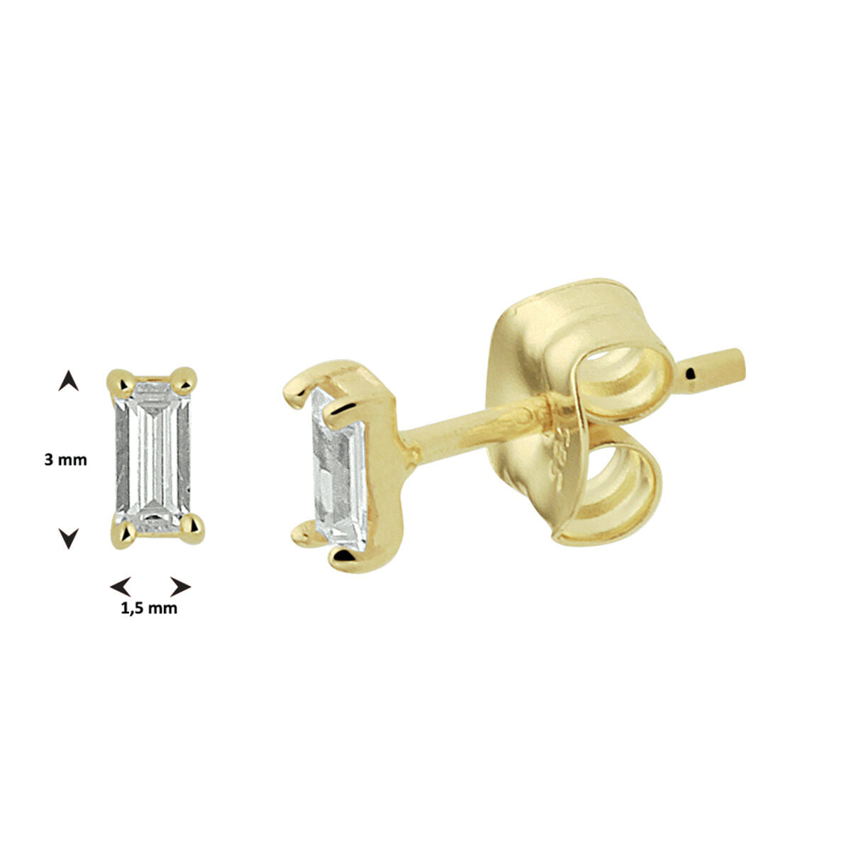 pendientes de botón zirconia 14K oro amarillo