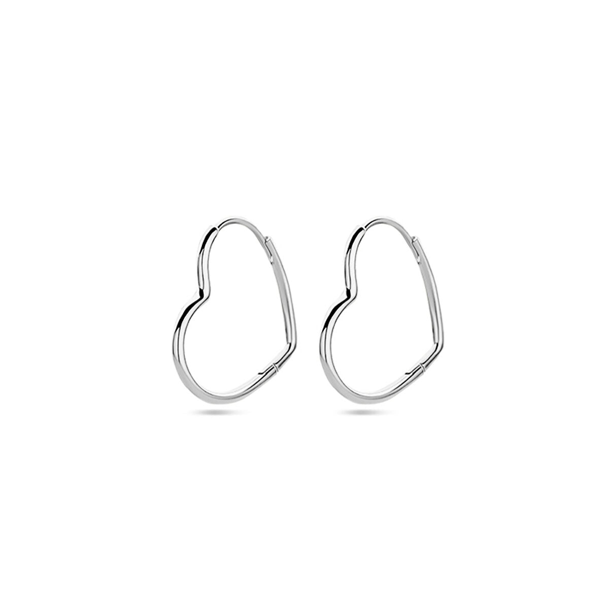 aros corazón plata rodiado