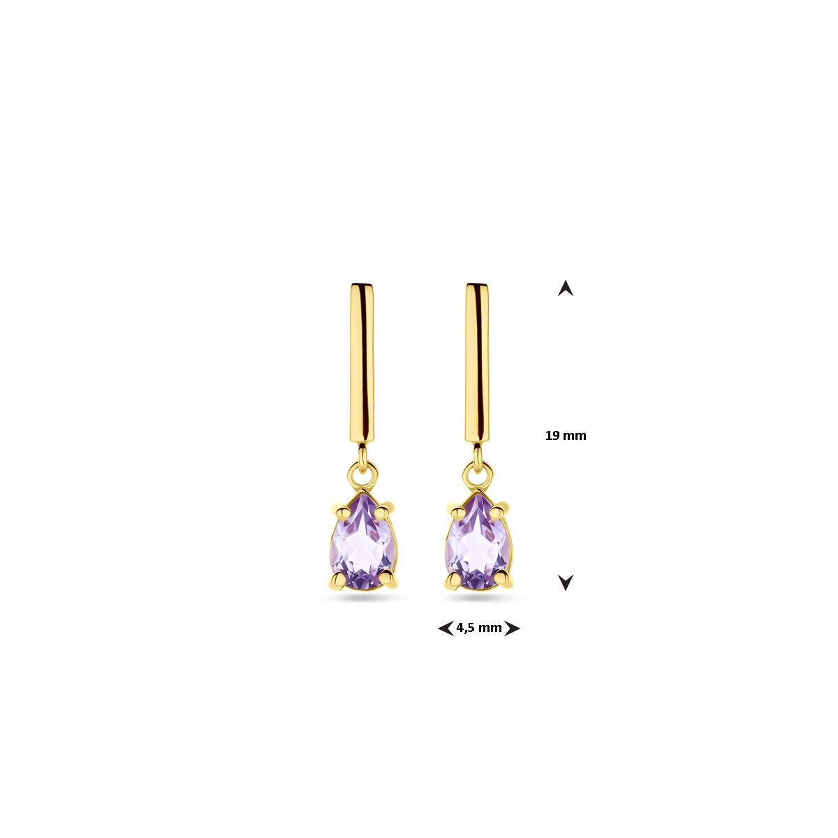 pendientes de amatista 19 mm 14K oro amarillo