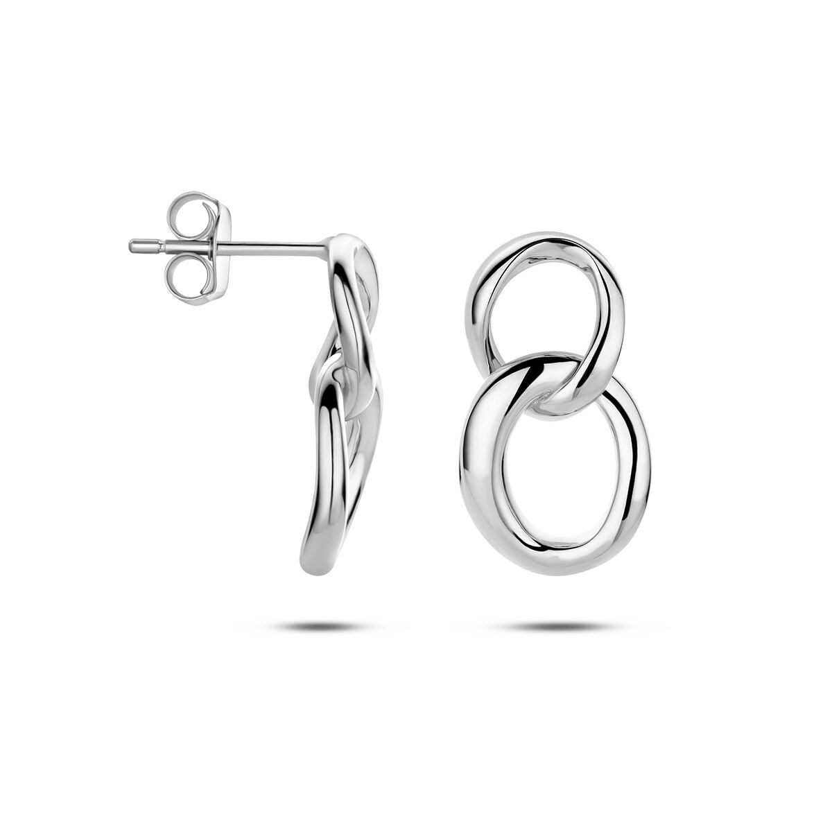 pendientes de eslabón de plata rodiada