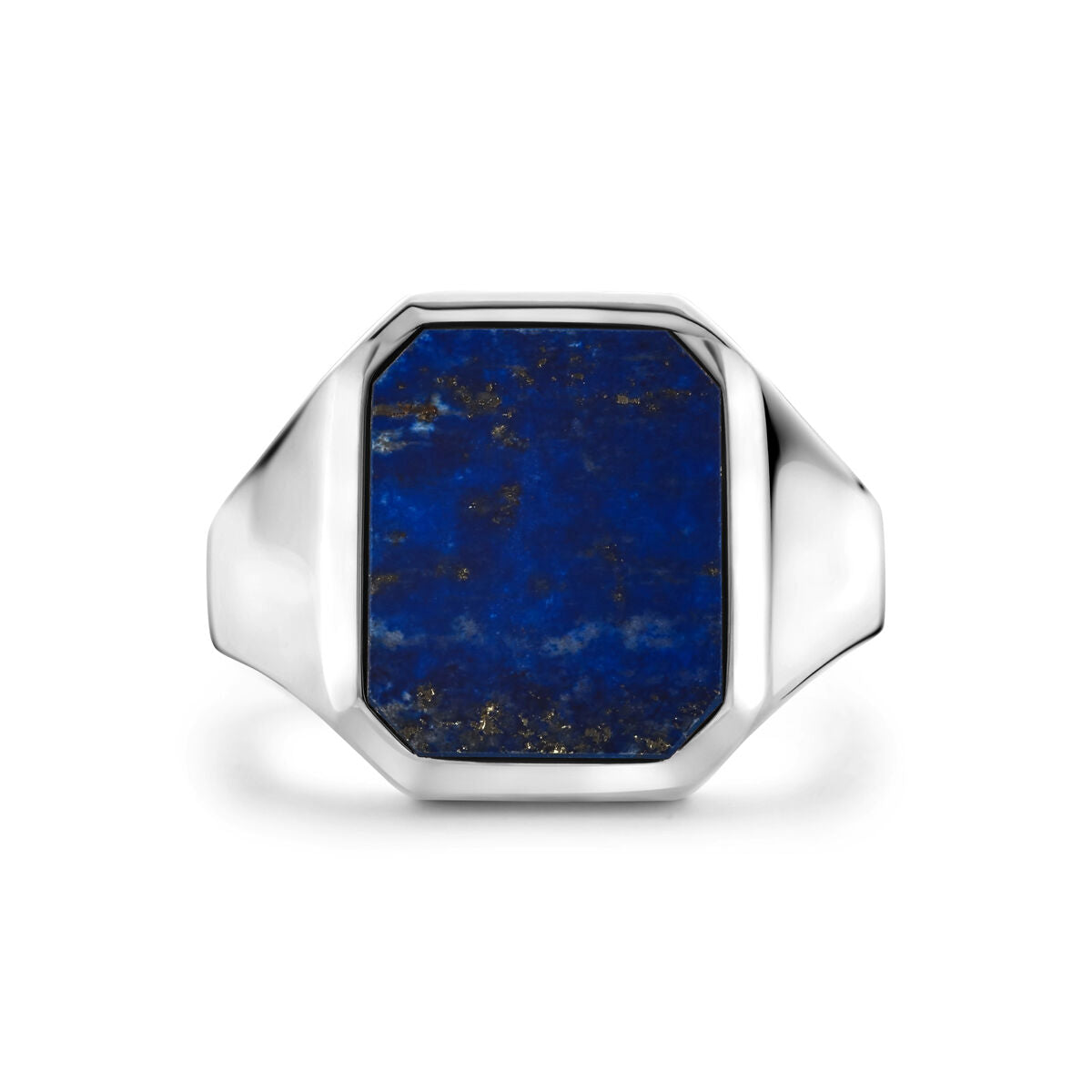 anillo de sello macizo lapislázuli 13 x 11mm plata rodiada