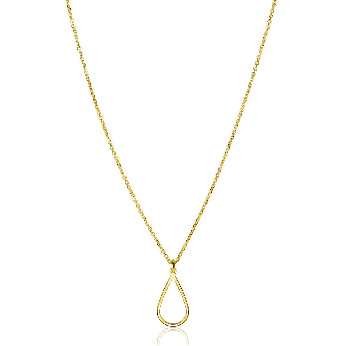 Collar de plata dorada con colgante en forma de gota, longitud ajustable de 42 a 45 cm.